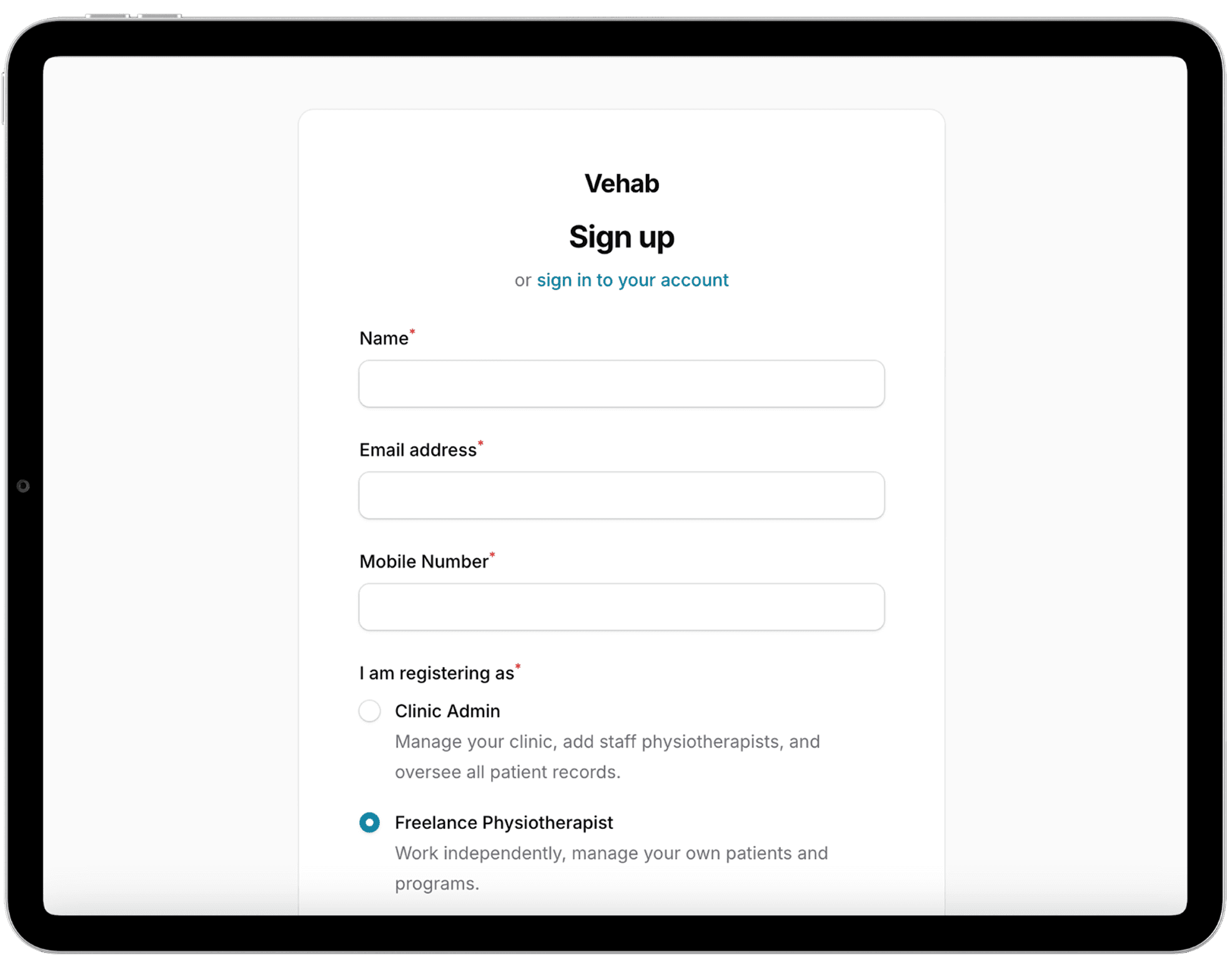 Invite your team/Sign up